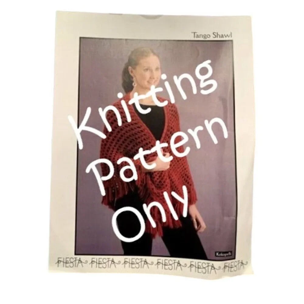 New 2006 Fiesta Yarns Kokopelli Tango Lacy Fringed Shawl Wrap Knitting Pattern